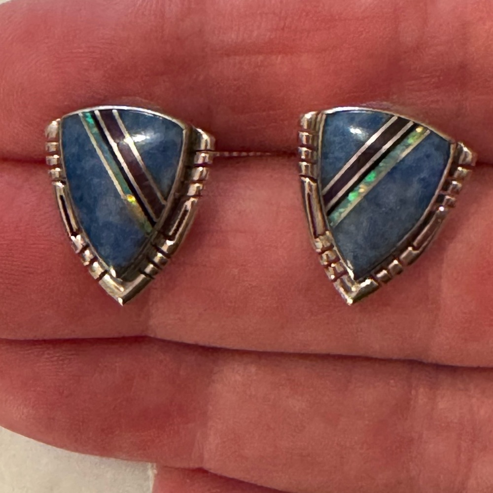 Ray Tracey Knifewing shield earrings. 3/4 inches. Like new